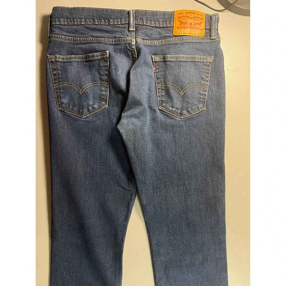 Levi's 511 Slim Fit Jeans Mens 34x32 Dark Wash Blue Denim Stretch Casual Pants